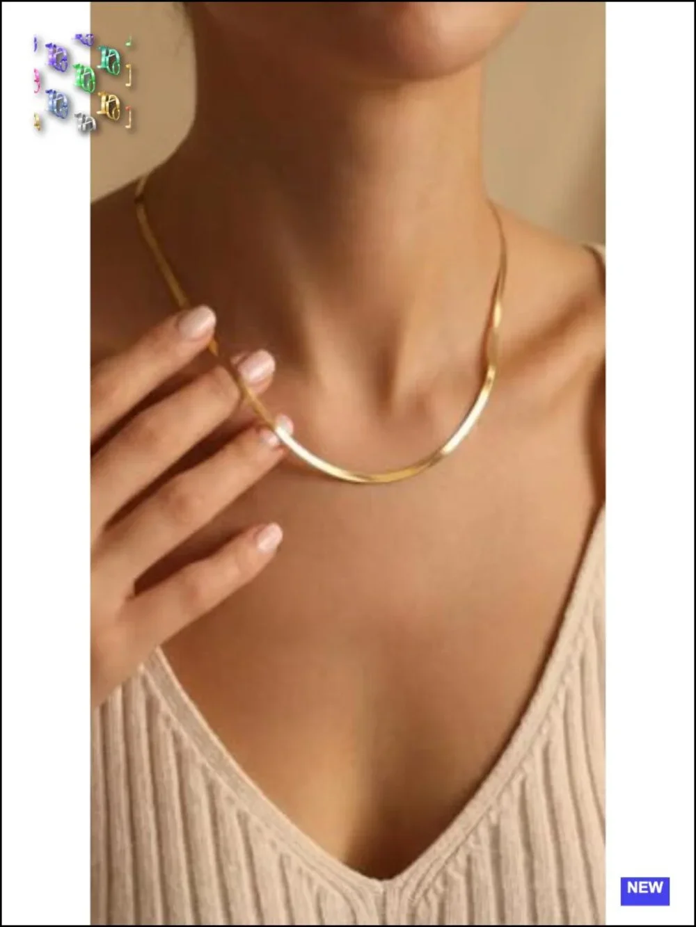 14K Gold Filled Foxtail Chain Necklace, Flat Snake Herringbone Layering